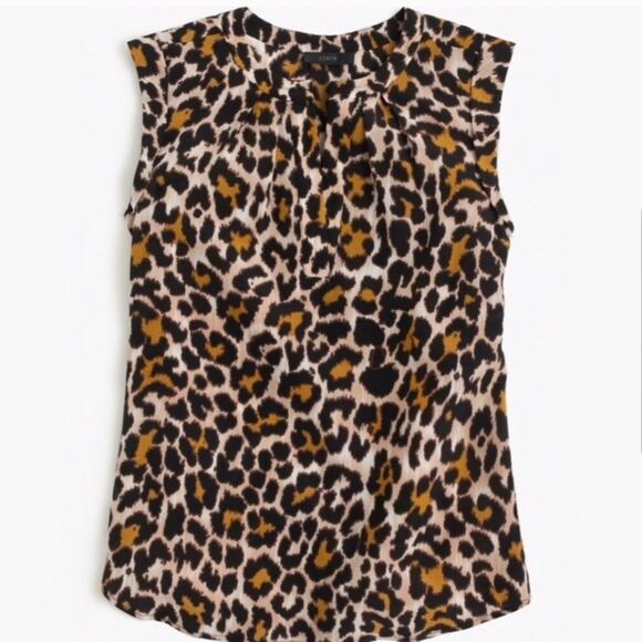 J. Crew silk leopard print sleeveless blouse - Picture 3 of 8